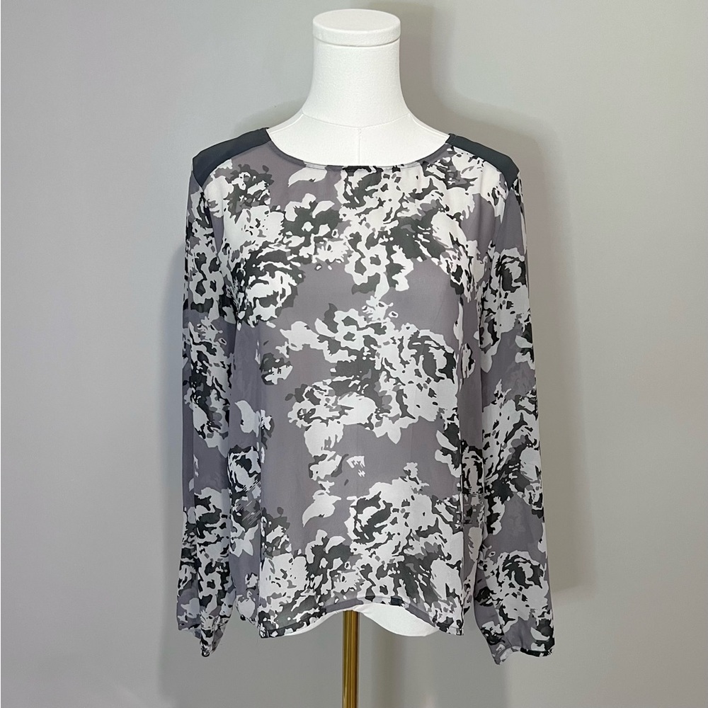 Banana Republic Floral Sheer Open Back Blouse Size M